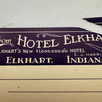Vintage Travel Luggage Label Hotel Elkhart Indiana