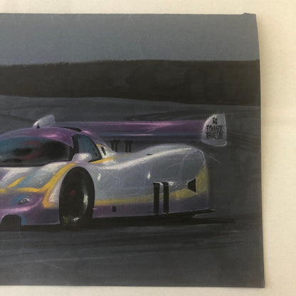 Vintage Jaguar XJR9 Silk Cut Racing Illustration Drawing Sketch Original Art