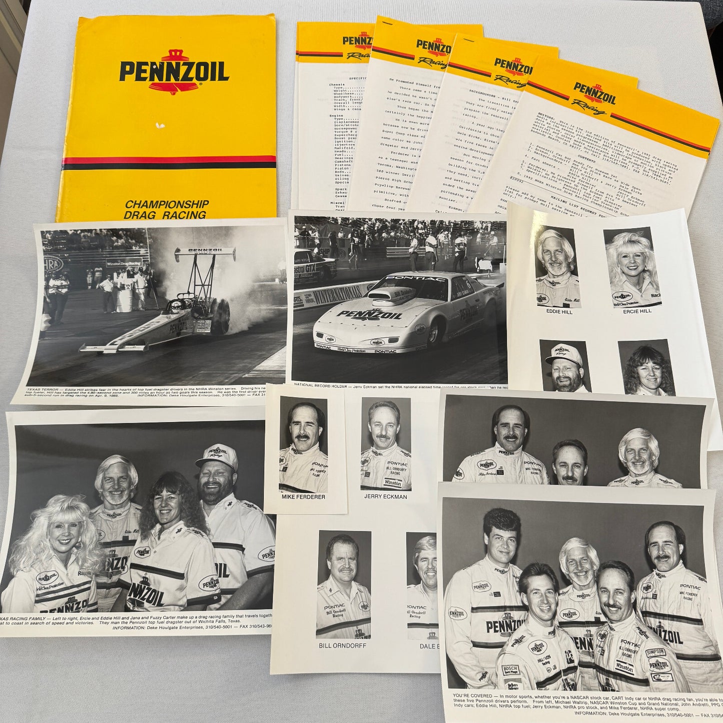 Vintage Pennzoil Racing Press Kit Top Fuel Dragster Pontiac Trans Am