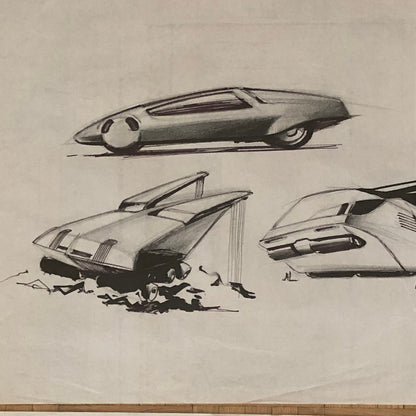 Vintage Design Illustration Sketch Art Lot of 2 Truck Car Construction