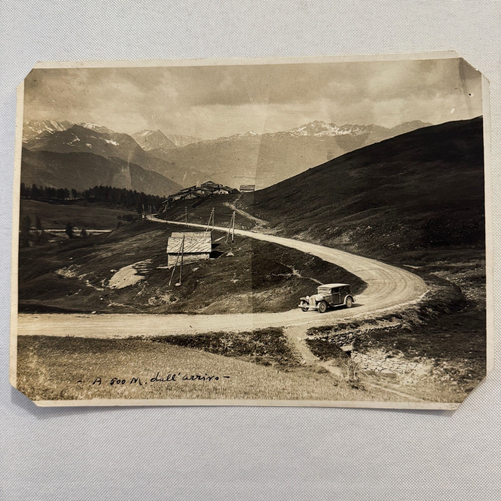 Vintage Car Automobile On Mountain Road Photo Photograph Print Italian Italy