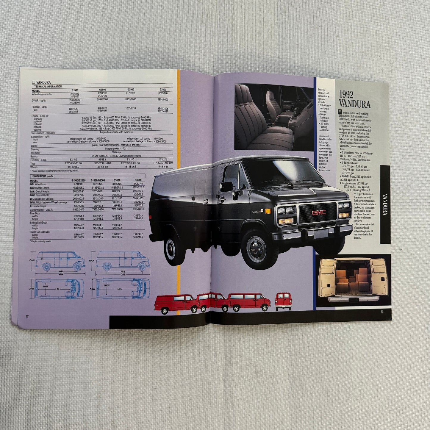 1992 GMC Commercial Truck Sales Brochure Catalog Vandura Safari Pickup Motorhome