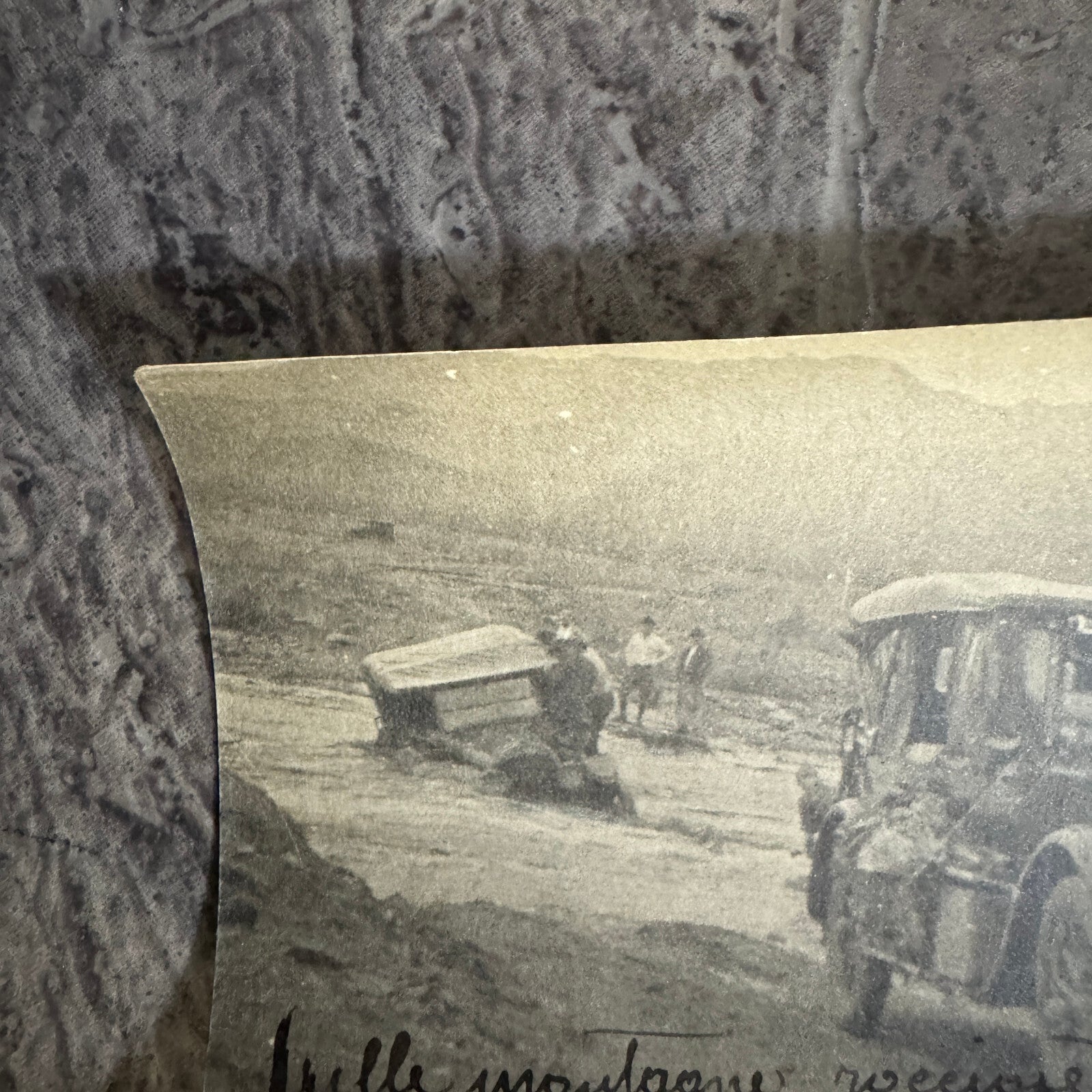 Antique Car Automobile Stuck in River Photo Photograph Vintage