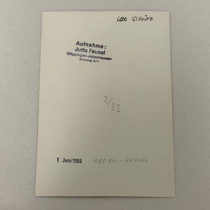 Vintage Racing Photo 1969 1000KM Race Germany Udo Schultz Motorsport Photograph