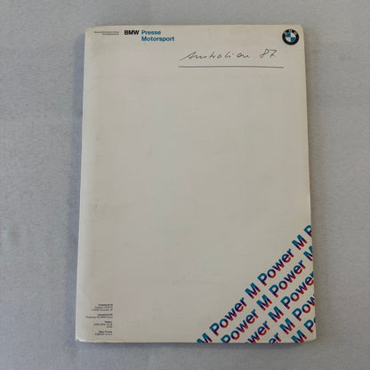 1987 BMW Motorsport John Player Special Racing Team Press Kit Brochure Photos