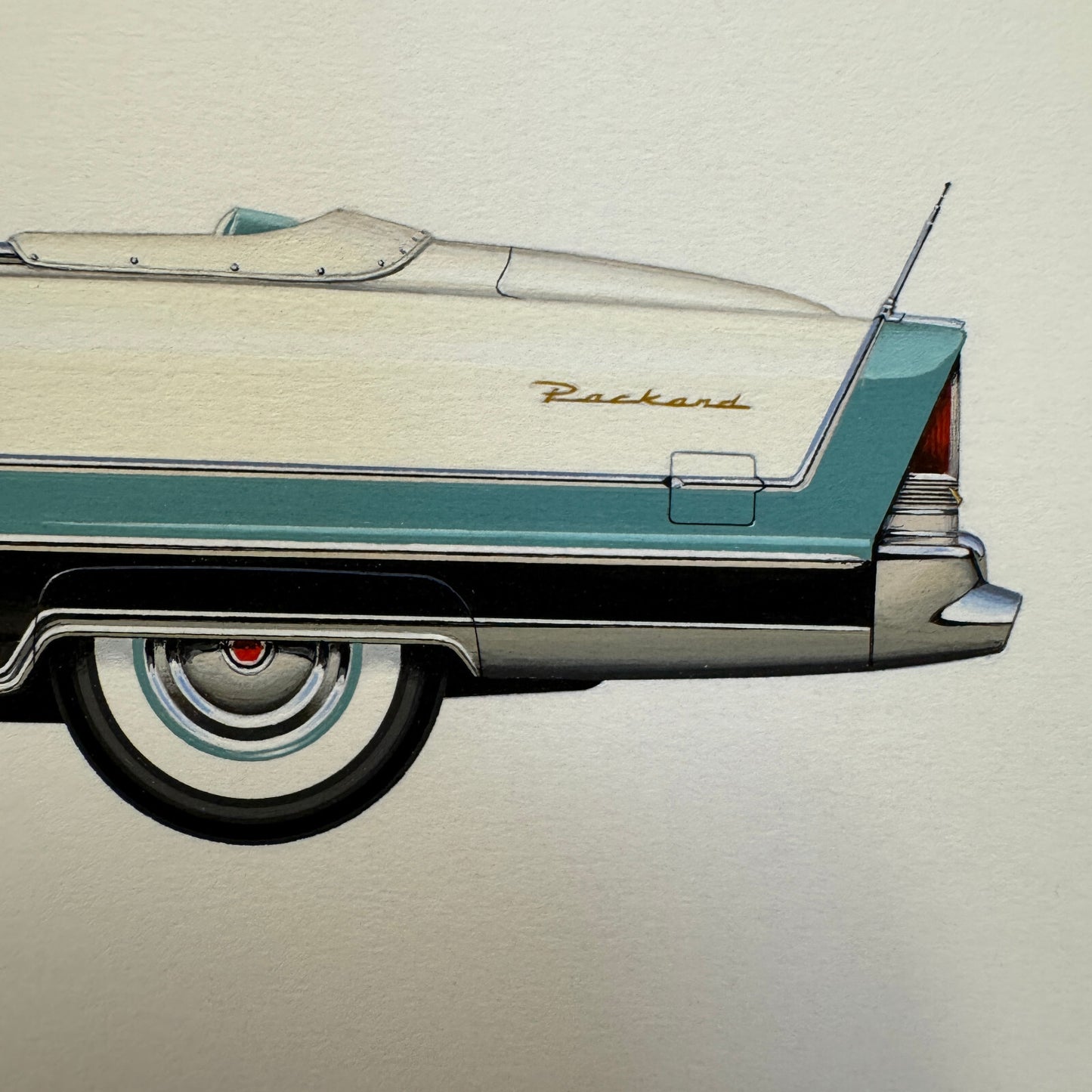 1955 Packard Caribbean Convertible Car Illustration Art Drawing Hand Drawn