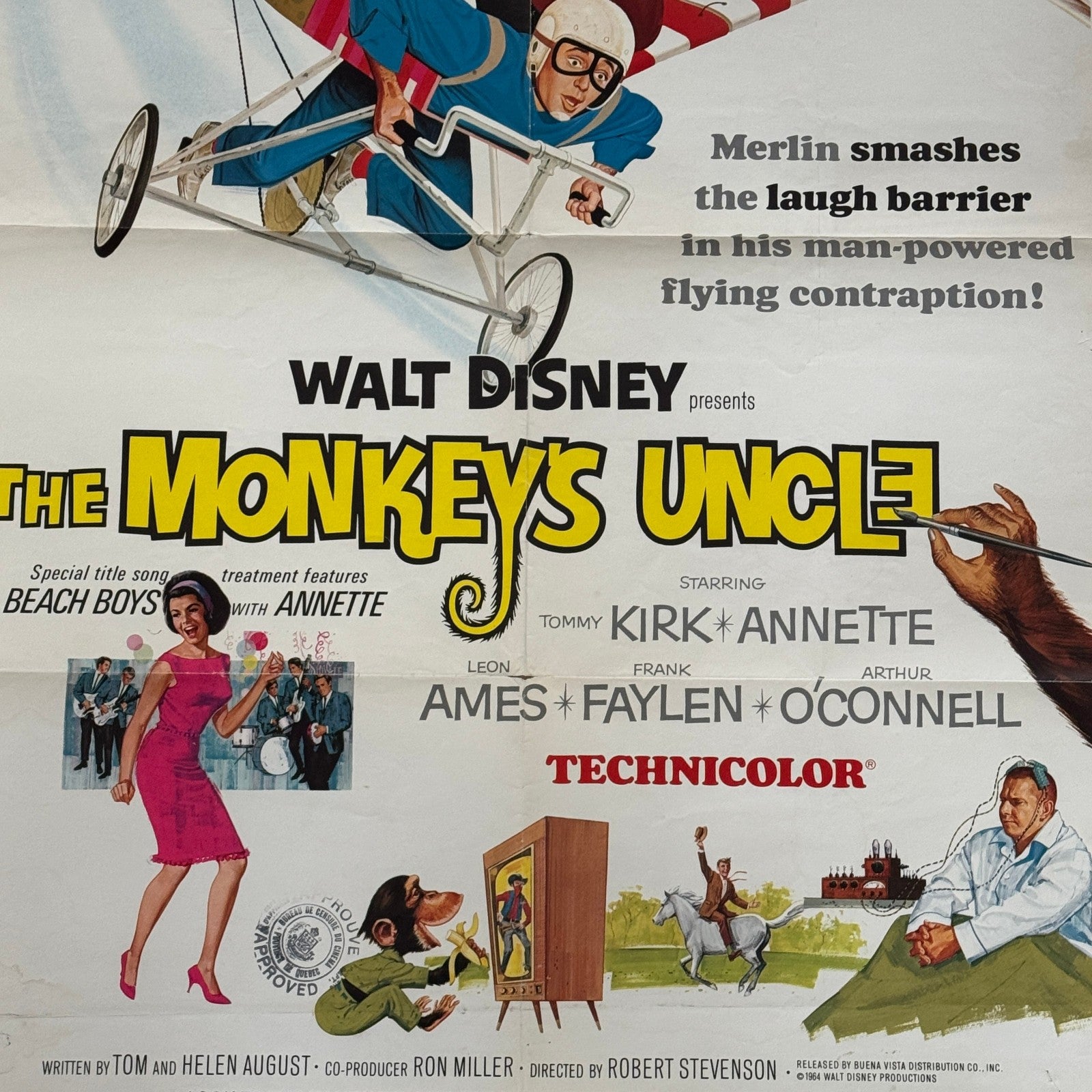 Vintage Disney Movie Poster The Monkeys Uncle 1964 Walt Disney Film