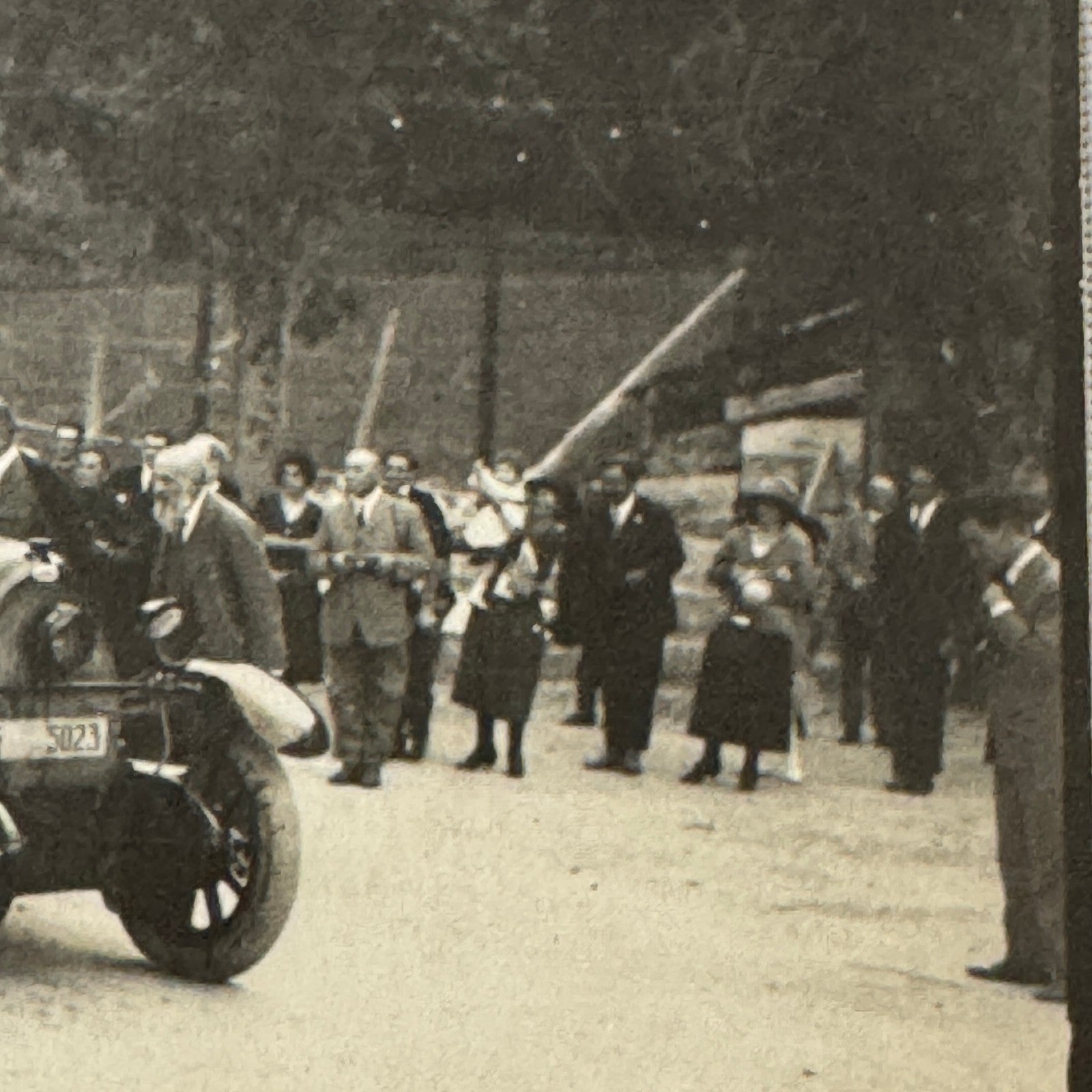 Vintage Real Photo Postcard Post Card RPPC People with Early Car Automobile