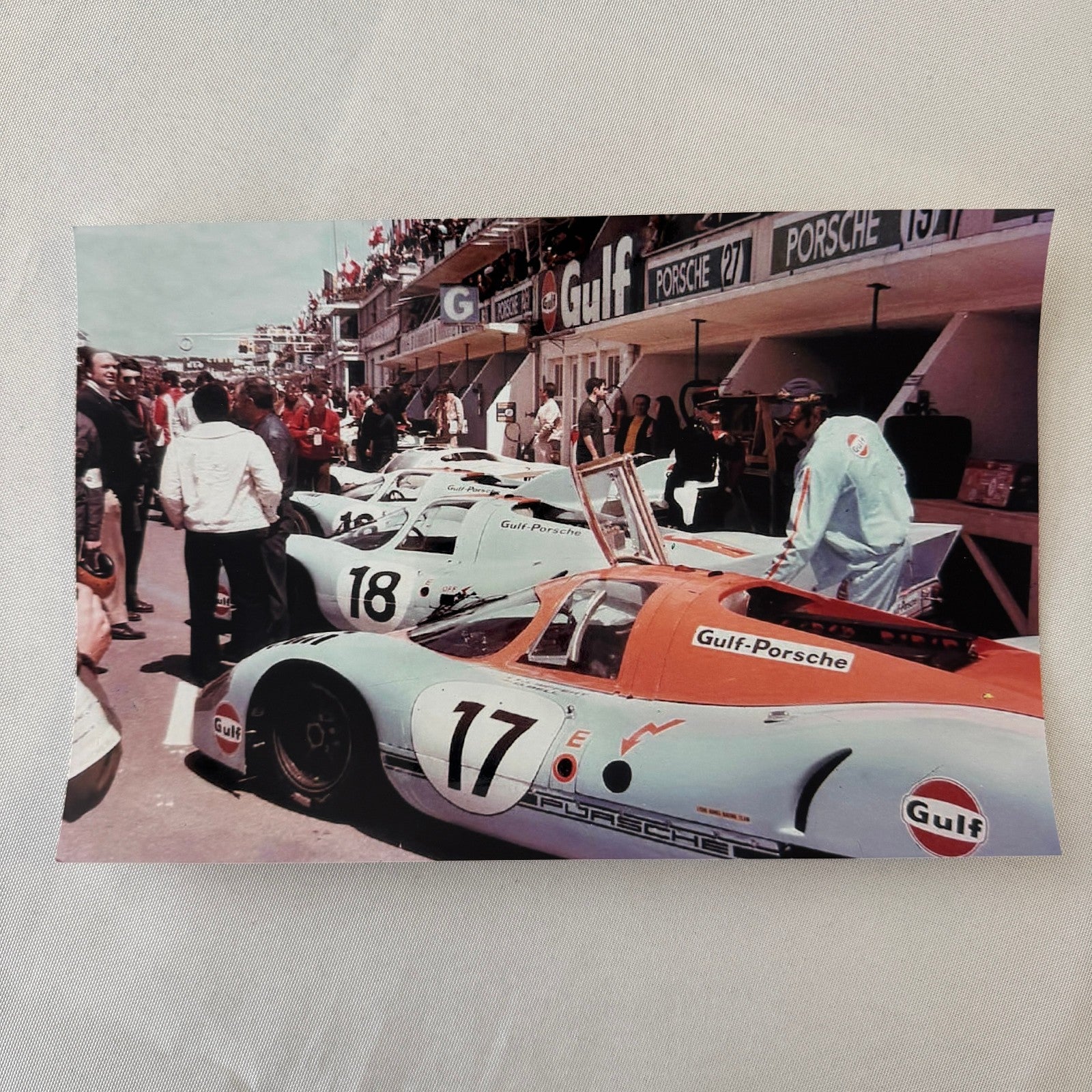 1971 LeMans Racing Photo Photograph Gulf Racing Porsche 917 Photo MODERN PRINT