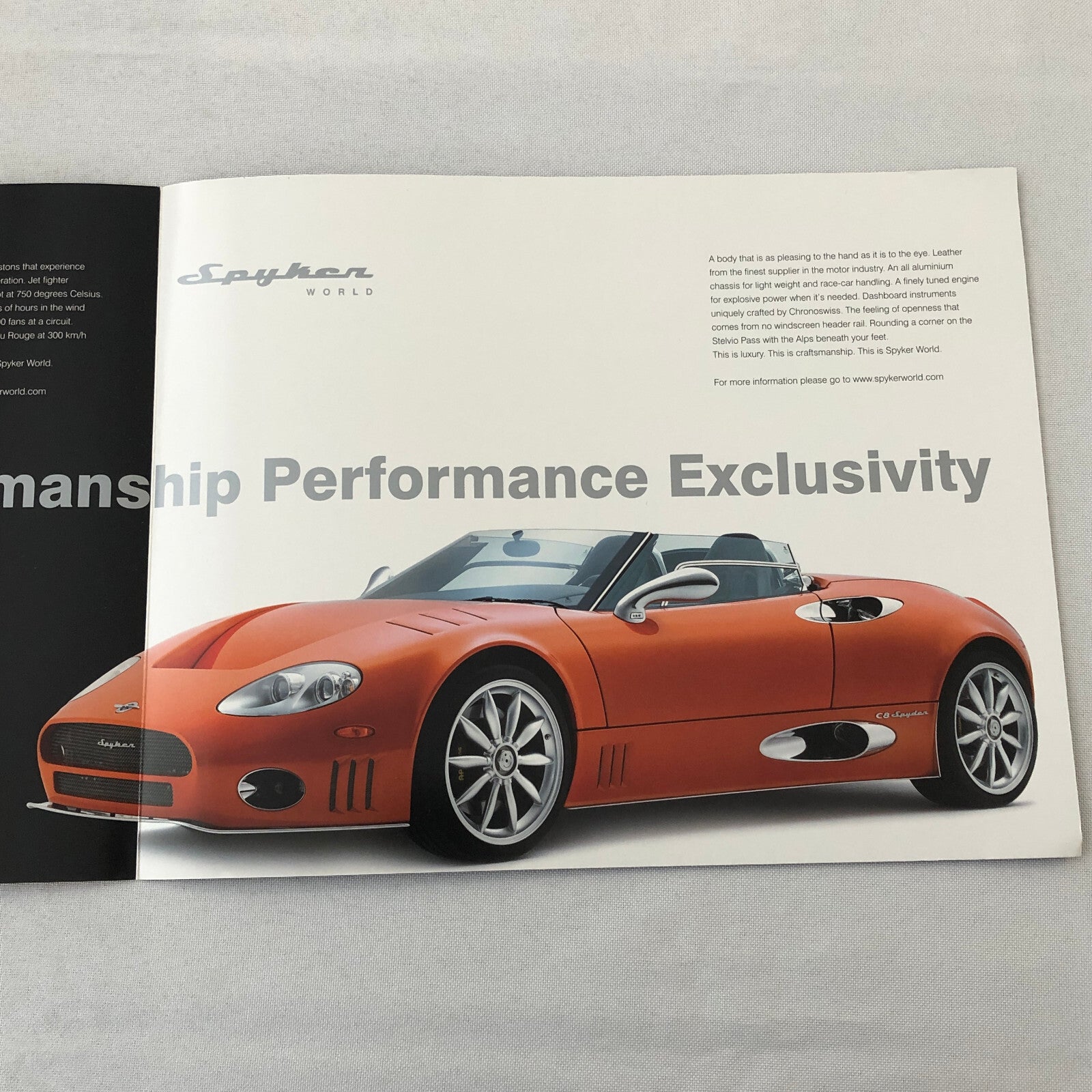 Spyker Car Sales Brochure Catalog C8 Spyder C8 Laviolette C12 Zagato F8 VII +
