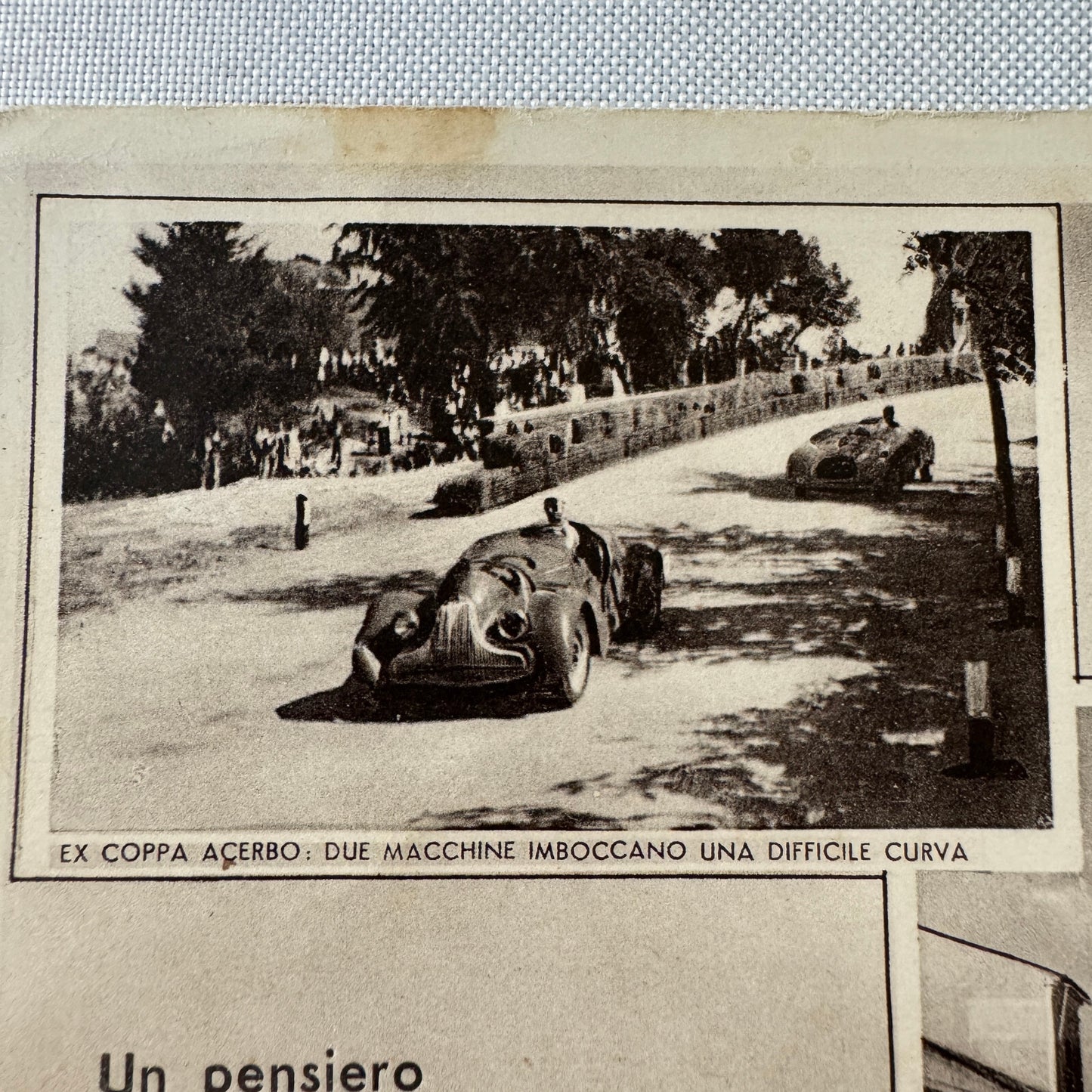 Vintage Italian Postcard Post Card Coppa Acerbo Racing Race Car 1951 Postmark