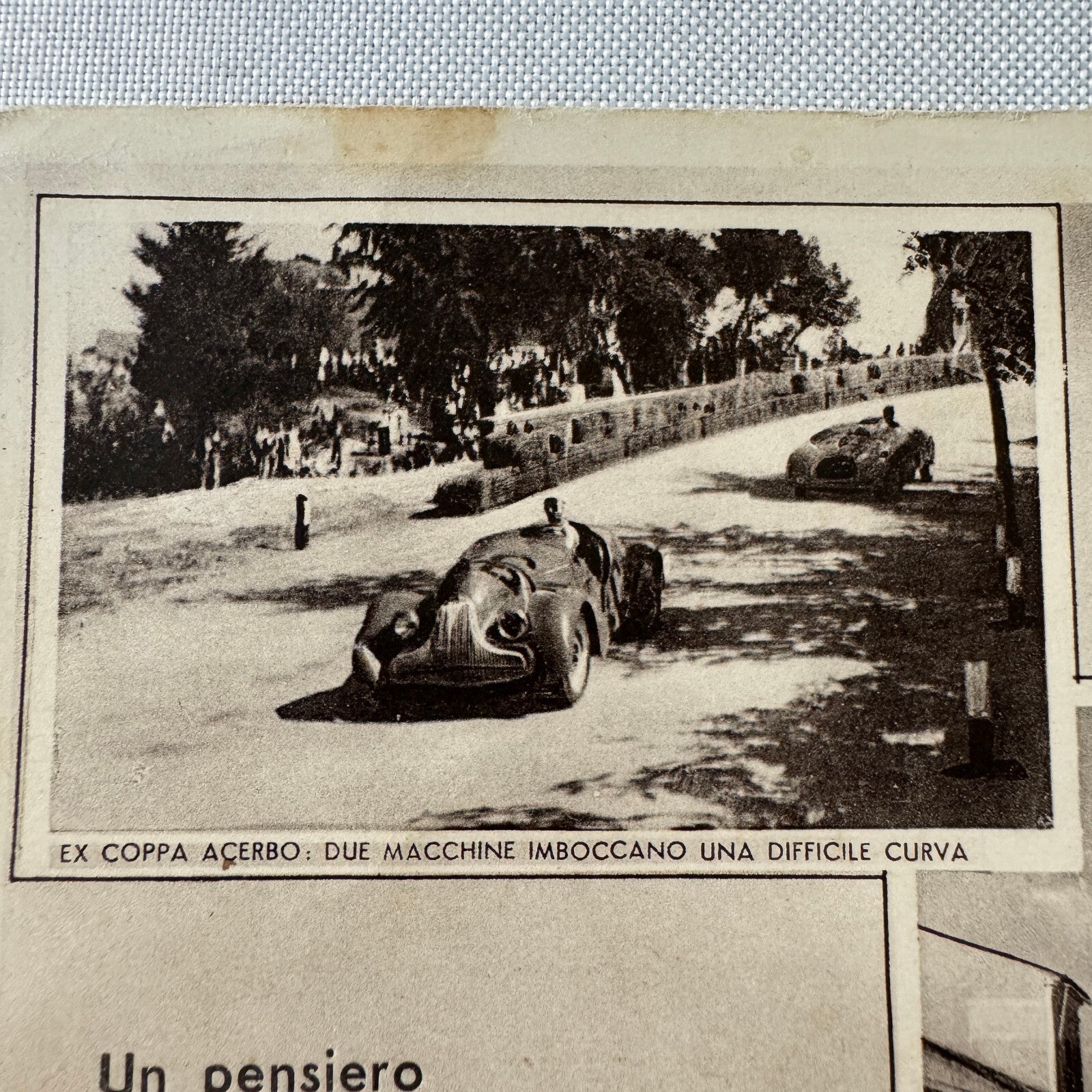 Vintage Italian Postcard Post Card Coppa Acerbo Racing Race Car 1951 Postmark