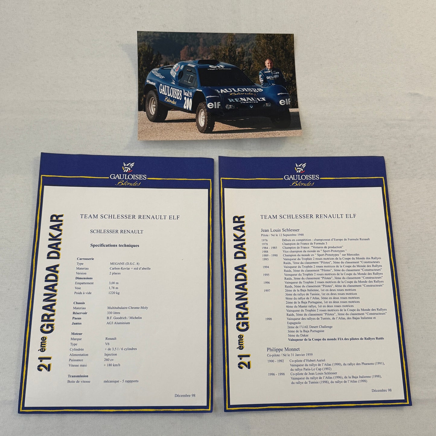 Granada Dakar Rally Renault ELF Team Jean Louis Schlesser 1999 Presss Kit