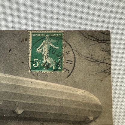 Vintage Zeppelin Airship Dirigible Postcard Post Card French Automobiles