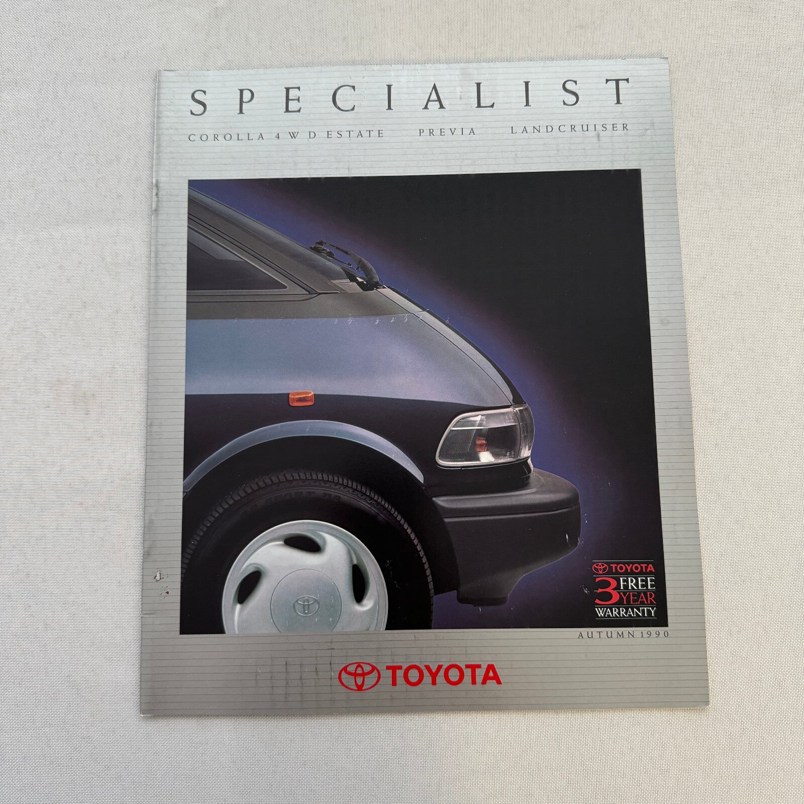 1990 Toyota Corolla 4WD Estate Previa Van Landcruiser Sales Brochure Catalog UK