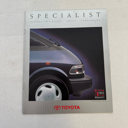 1990 Toyota Corolla 4WD Estate Previa Van Landcruiser Sales Brochure Catalog UK