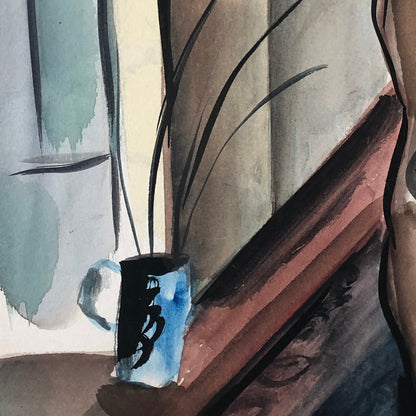 Vintage Painting Arthur E Sudler Woman on Chair Original Art Artwork