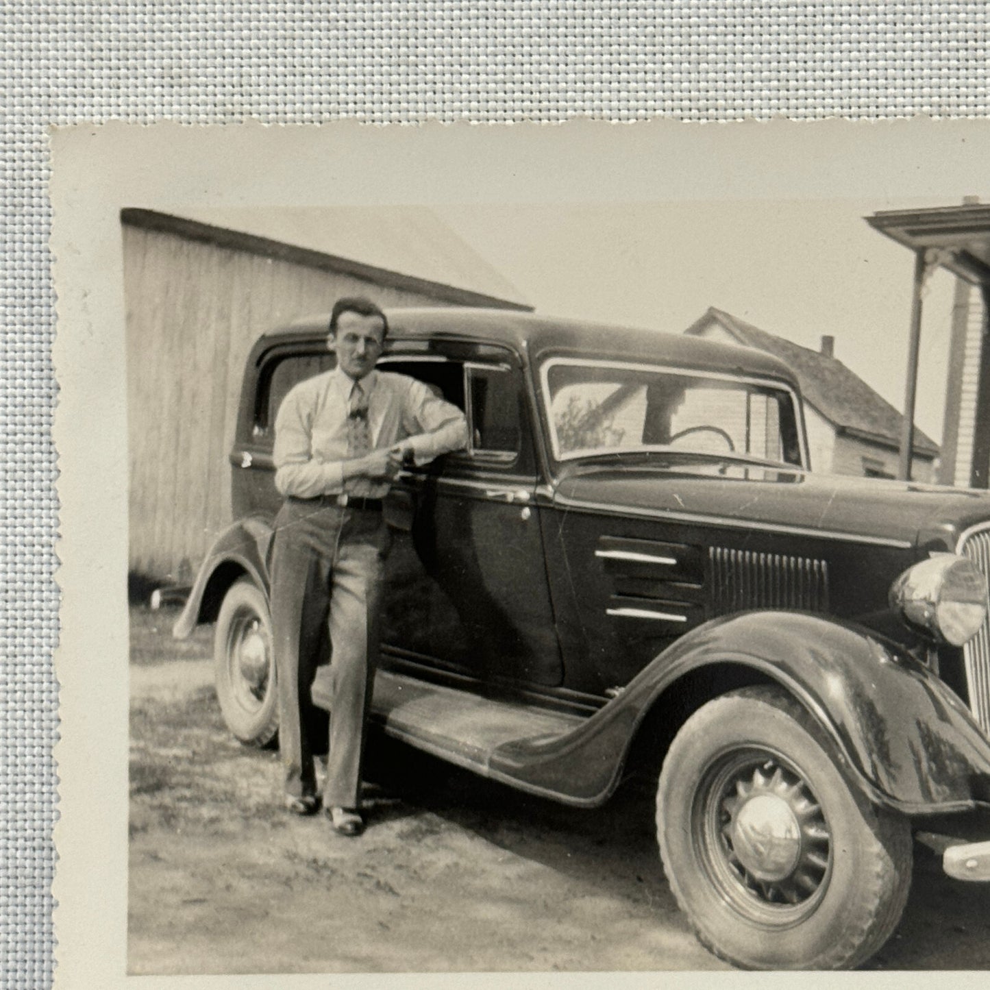 Vintage Car Automobile Snapshot Photo Photograph Man with Car DS24