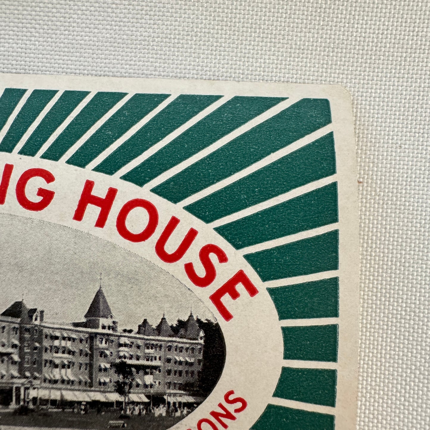 Vintage Travel Luggage Label Poland Spring House Maine Hiram Ricker Hotel