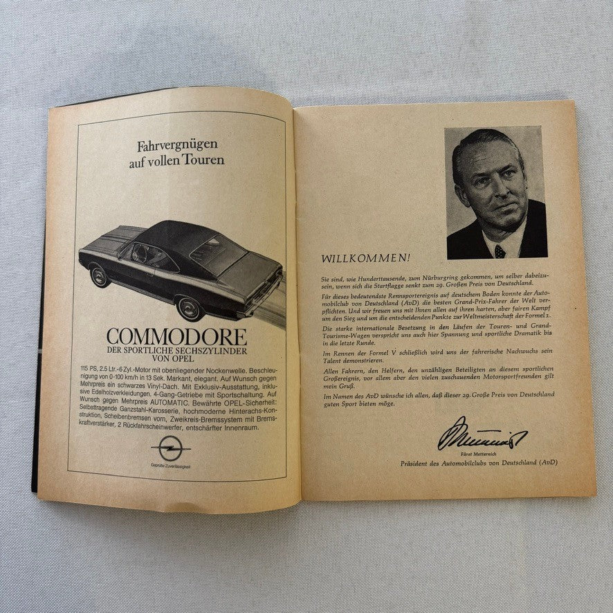 1967 AVD German Grand Prix Racing Program Motorsport Race Jim Clark Dan Gurney +