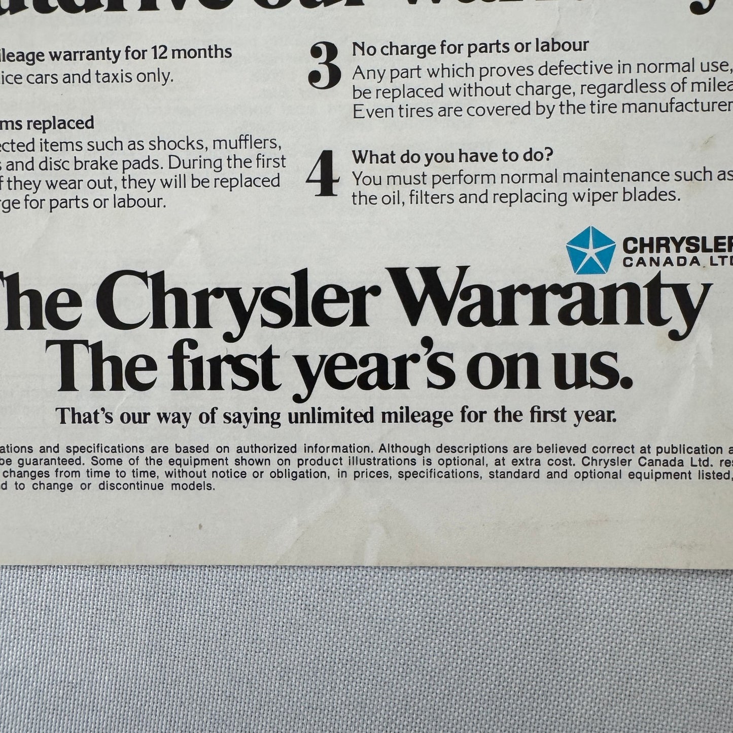 1976 Chrysler Cordoba Car Sales Brochure Catalog Advertising