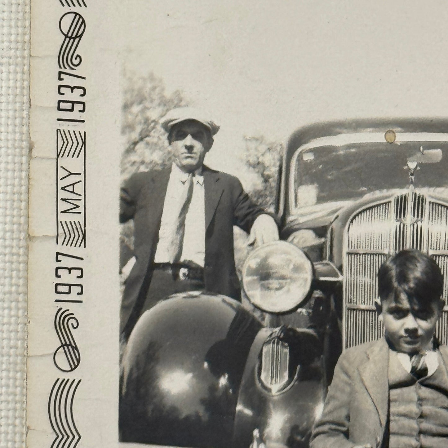 Vintage Photo Photograph Print People Child with Early Car Automobile