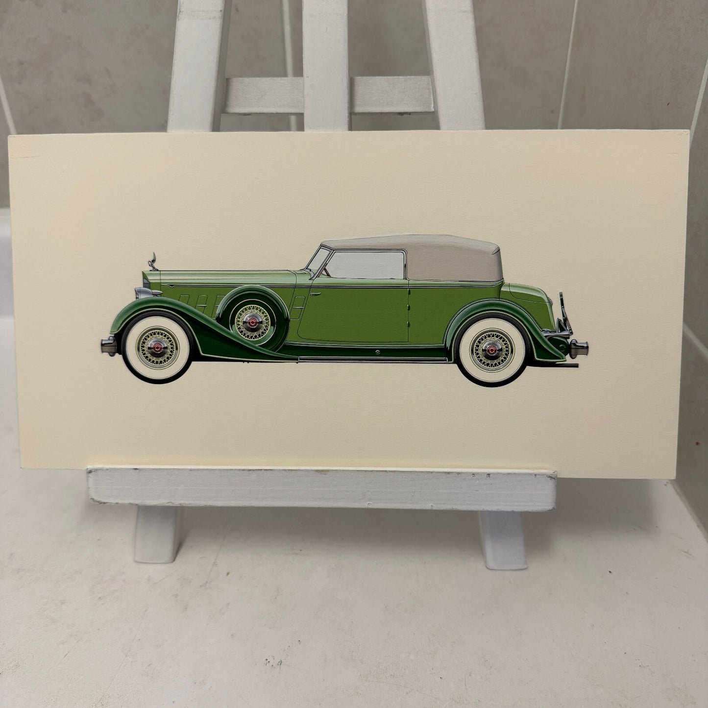1934 Packard 12 Convertible Victoria Car Illustration Art Drawing Hand Drawn
