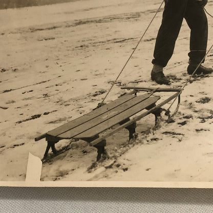 Press Photo Photograph Women with Sled Toboggan 1932 England UK Surrey