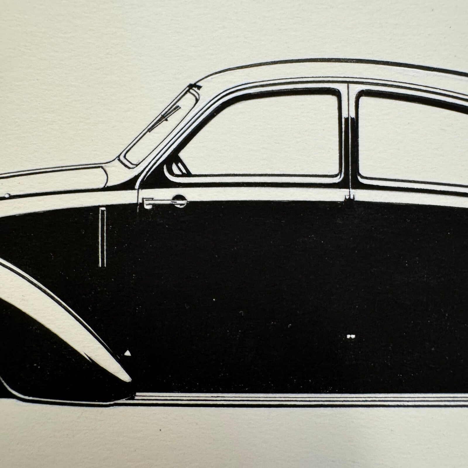 1939 Adler Limousine Car Automobile Illustration Art Drawing Hand Drawn