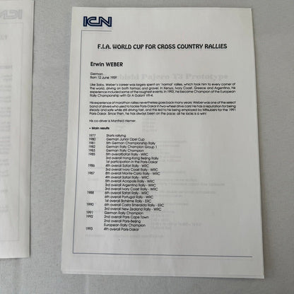 Rothmans Mitsubishi Pajero Rally Rallye Racing Press Kit 1993 FIA Cross Country