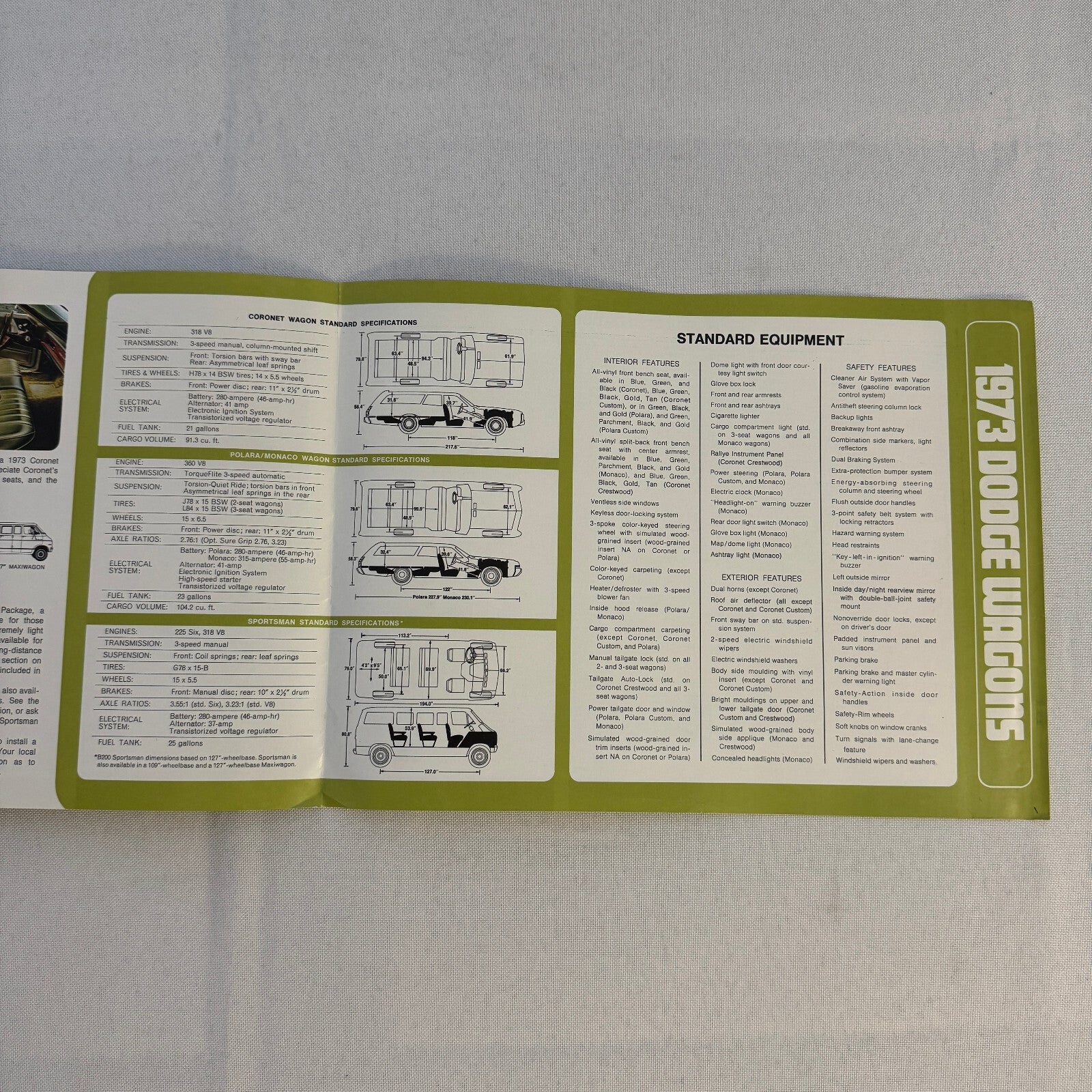 1973 Dodge Station Wagon Sales Brochure Catalog Dodge Coronet Polara Monaco Van