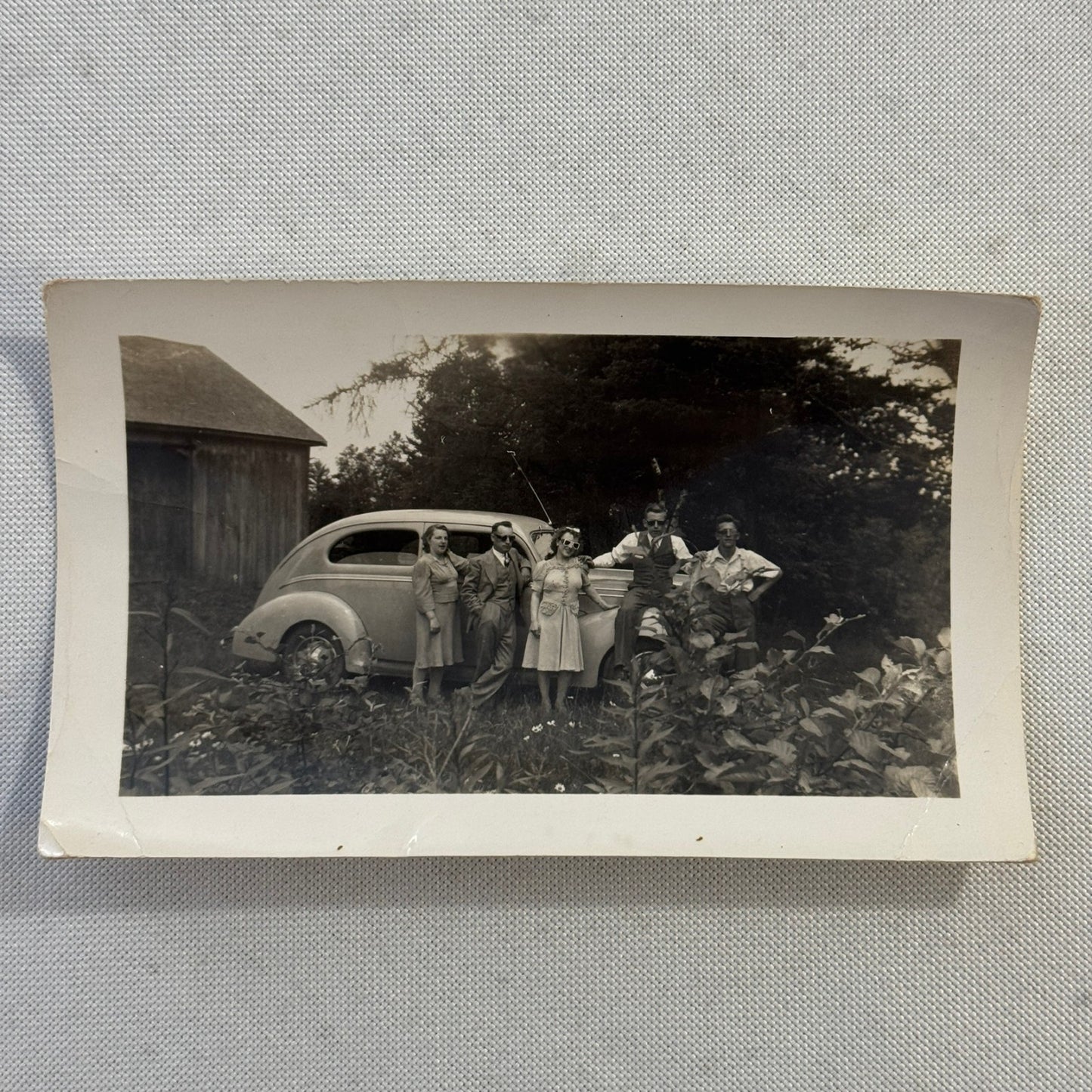 Vintage Photo Photograph Print People with Car Automobile