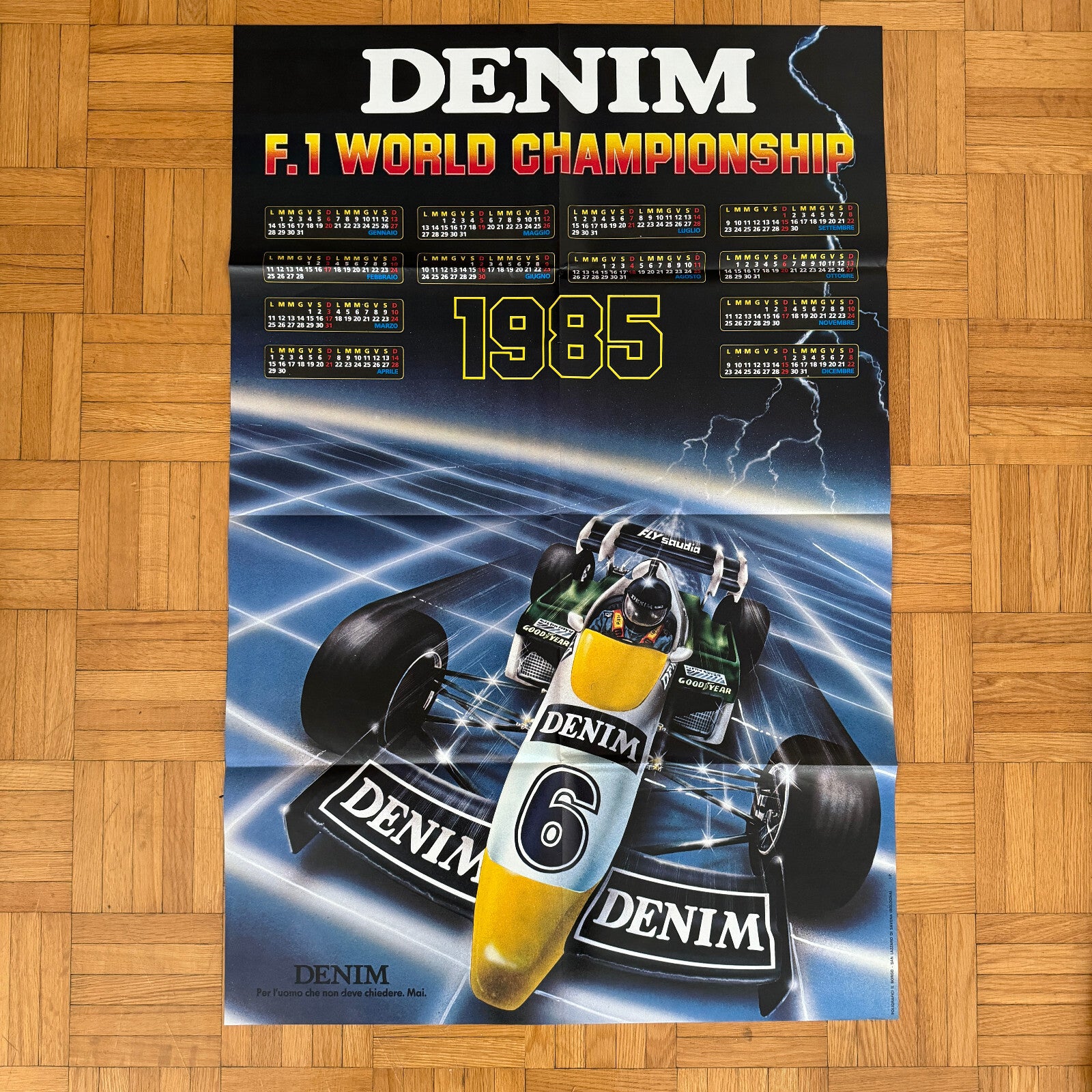 1985 Denim F1 Formula One Racing Championship Poster