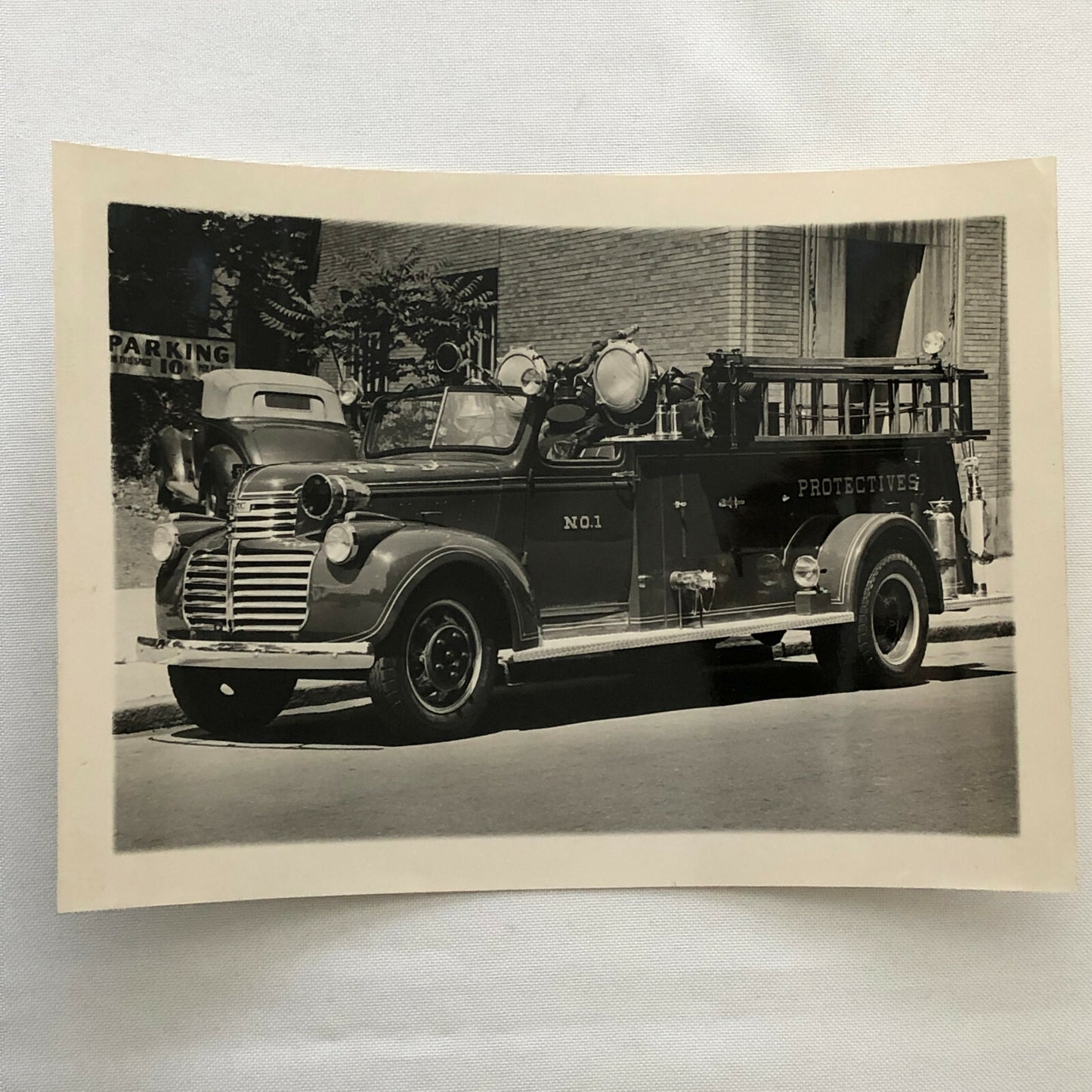Vintage GMC Fire Truck Aparatus Photo Photograph Print 1945 Public Works 