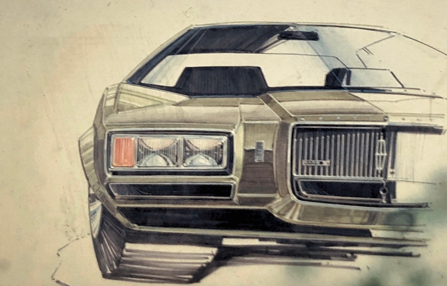 35MM Vintage Photo Slide Lincoln Design Concept Car Sketch Illustration