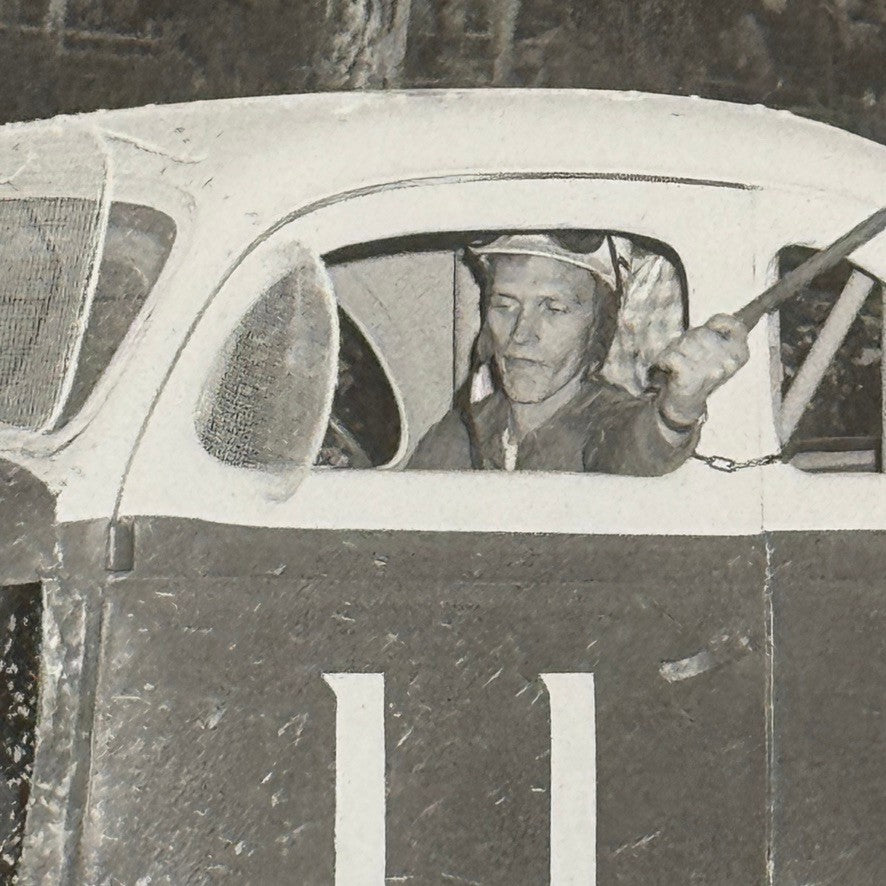 Vintage Racing Photo 1960 Stock Car Race Winner Checkered Flag Binghampton NY