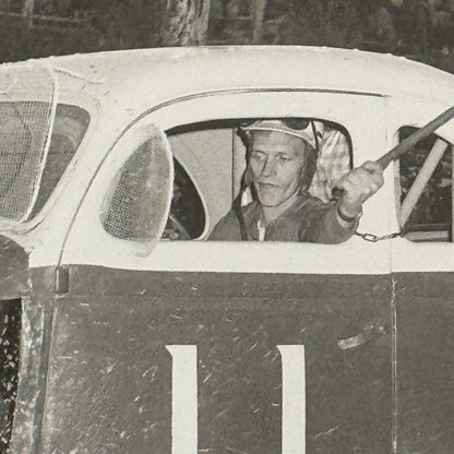 Vintage Racing Photo 1960 Stock Car Race Winner Checkered Flag Binghampton NY