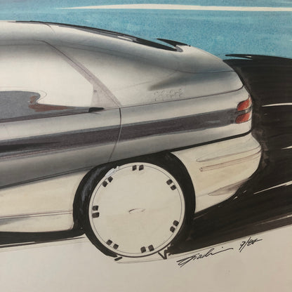 Vintage Concept Car Styling Art Design Illustration Lot of 2x Signed 1984 Ford