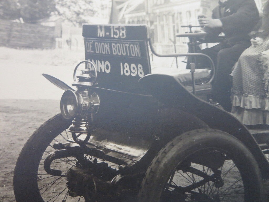 Couple in 1898 De Dion Bouton Car Photograph - Vintage 1930 Image Photo