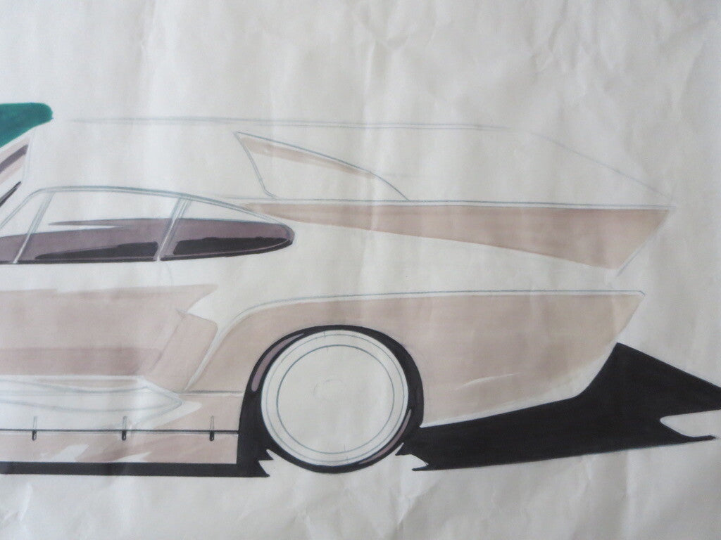 Porsche 935 Kremer Racing Design Sketch Drawing Art NOTTRODT Vintage 1970s