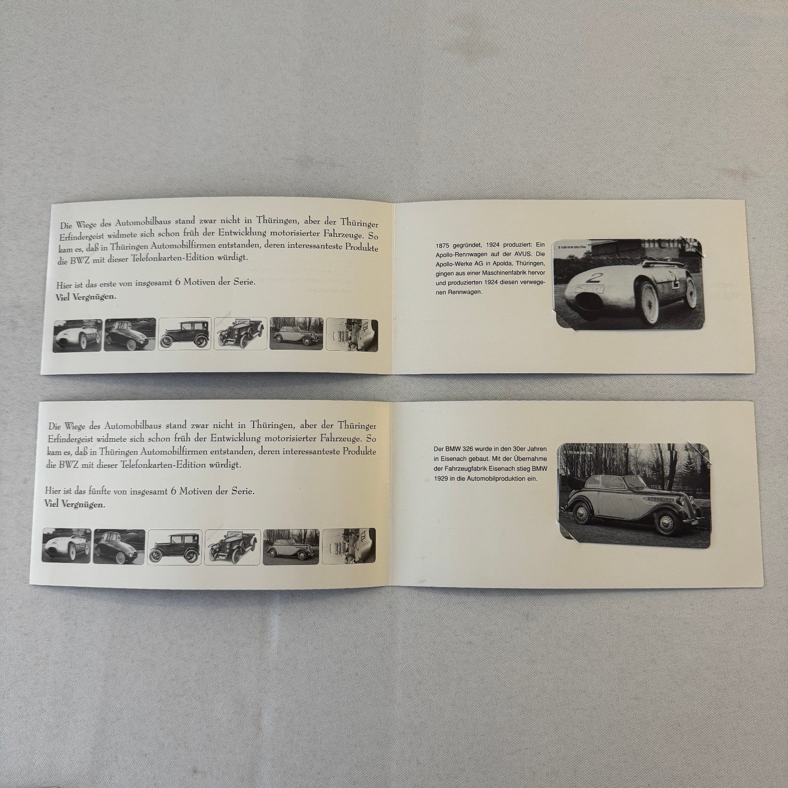 Vintage Car Automobile Colllectible Phone Card Lot 6x German BWZ