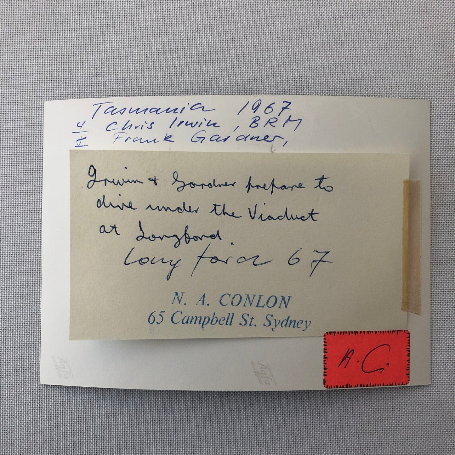 Vintage Racing Photo Photograph Chris Irwin BRM Frank Gardner 1967 Tasmania