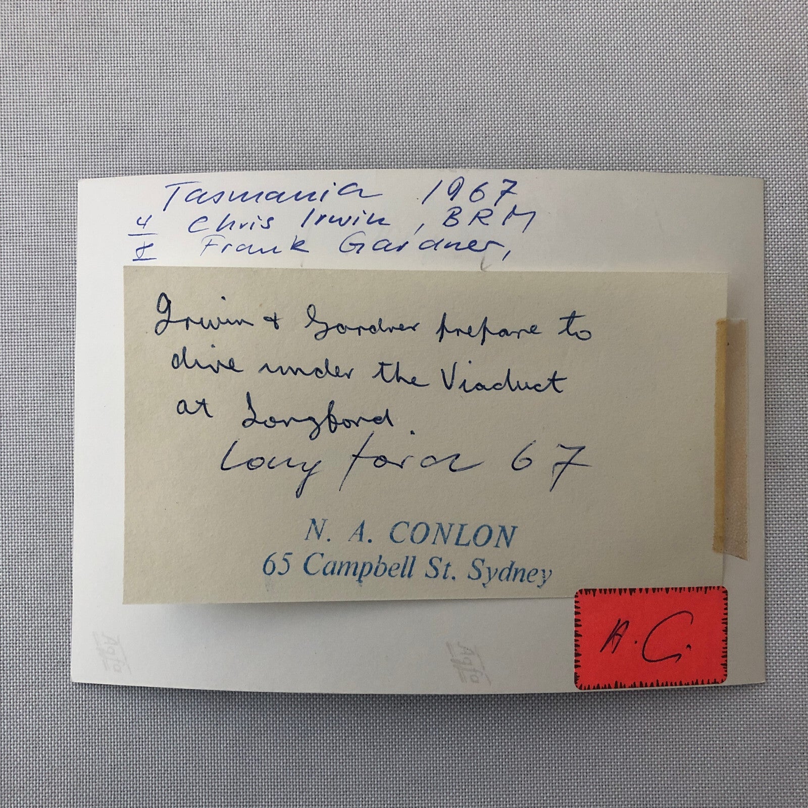 Vintage Racing Photo Photograph Chris Irwin BRM Frank Gardner 1967 Tasmania