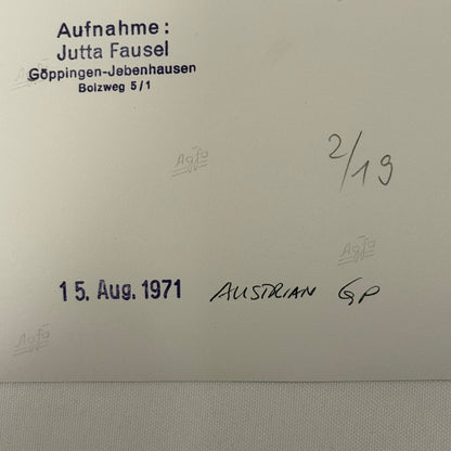 Vintage Racing Photo 1971 Austrian Grand Prix Reine Wisell Peter Warr