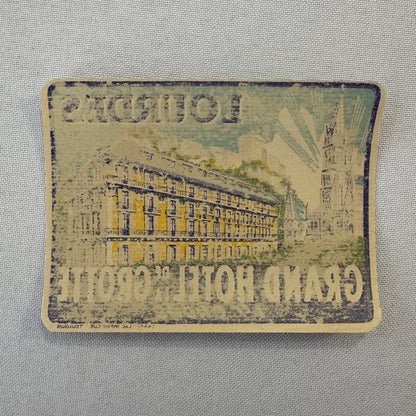 Vintage Travel Label Grand Hotel de la Grotte Lourdes France French