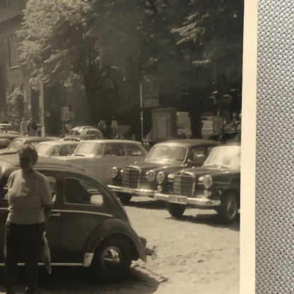 Vintage Photo Photograph Snapshot Woman with VW Volkswagen Beetle Bug Mercedes