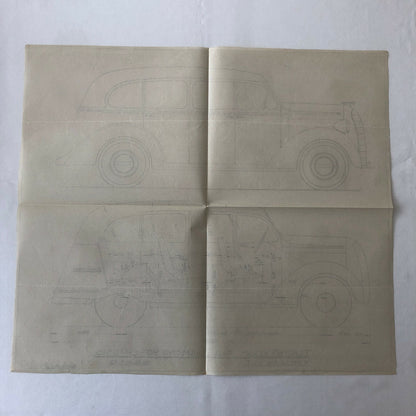 1937 Coachbuilder Car Design Blueprint Rendering Blue Print 6 Door Limousine 