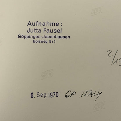 Vintage Racing Photo 1970 Italian Grand Prix Driver Tim Schenken Motorsport