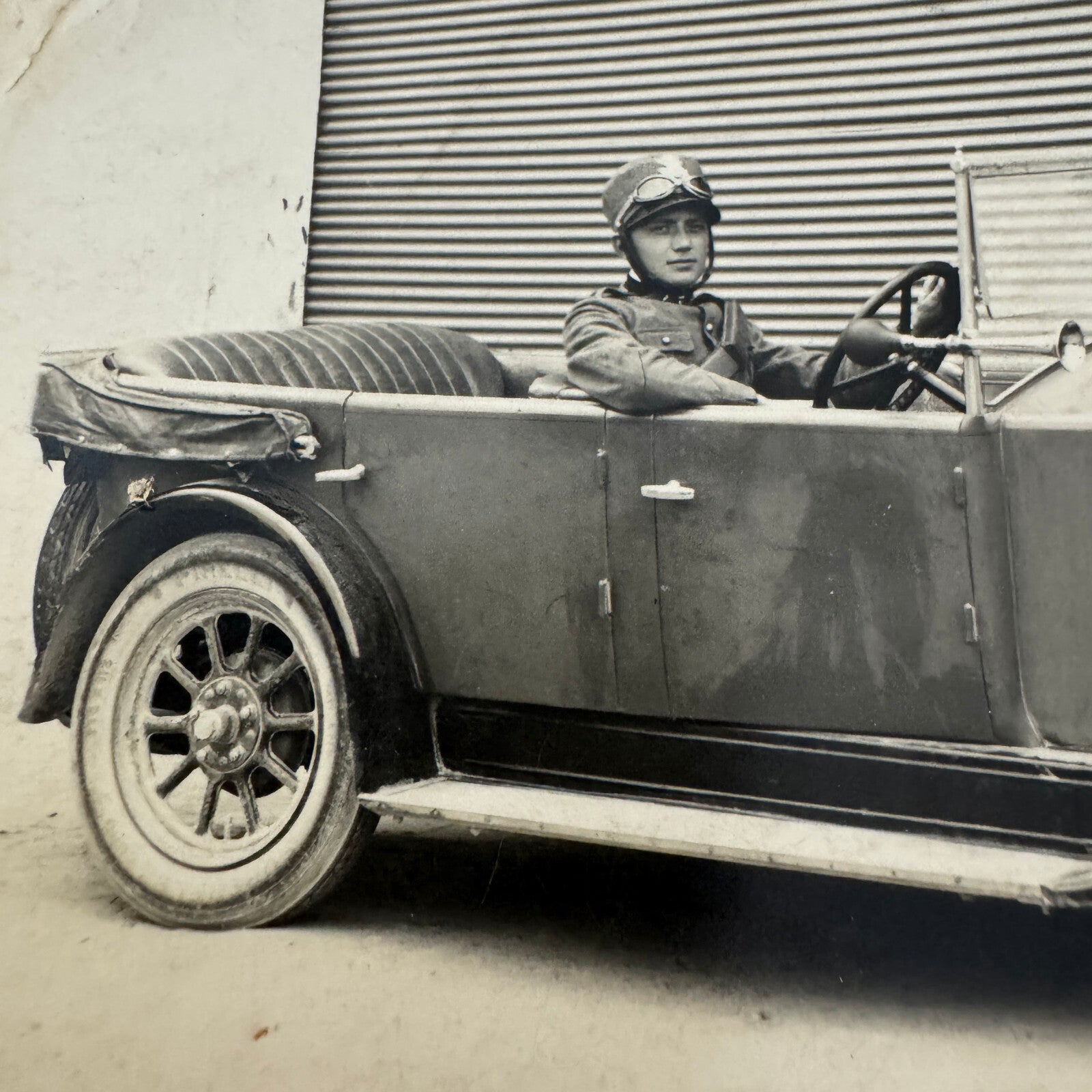 Vintage Italian Real Photo Postcard Post Card RPPC Man in Automobile Car Posted