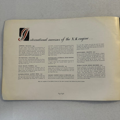 Jaguar Mark VII Saloon Car Sales Brochure Catalog XK120 XK 120 Engine